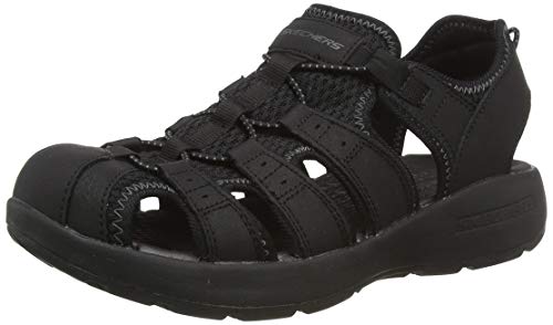 Skechers Melbo-Journeyman 2, Sandalias de Gladiador Hombre, Negro (BBK Black Leather/Mesh/Trim), 45 EU