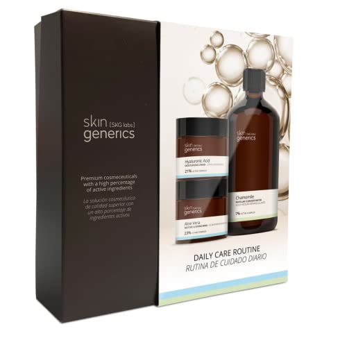 Skin Generics | Set de Cuidado Facial Diario | 1 Agua Micelar, 1 Crema Hidratante Facial Mujer Ácido Hialurónico y 1 Gel Facial Regenerador Aloe Vera Noche | Set para Regalo Mujer Cuidado Facial