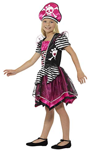 Smiffy'S 21981S Disfraz Perfecto De Pirata Para Chica Con Vestido Y Sombrero, Negro / Rosa, S - Edad 4-6 Años