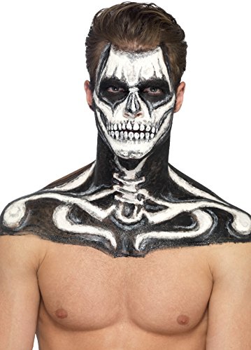 Smiffys Kit de esqueleto con látex líquido, con cajas de maquillaje blanco y negro y 2 e