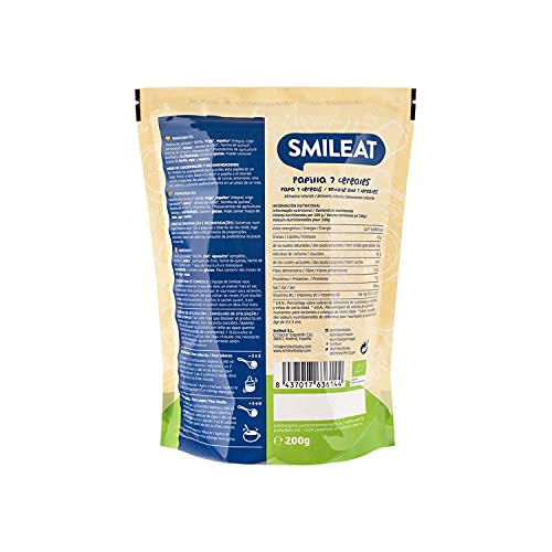 Smileat - Papilla Ecológica 7 Cereales, Ingredientes Naturales - A Partir de los 6 Meses - 200g