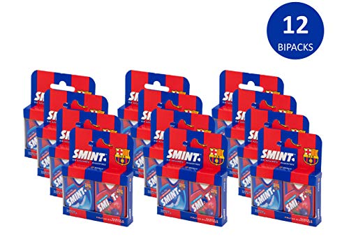 Smint Tabs Menta y Frutas Silvestres, Edición FC Barcelona, Caramelo Comprimido Sin Azúcar - 12 unidades de 2x8 gr. (Total 192 gr.) 192 g