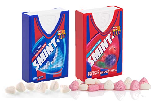 Smint Tabs Menta y Frutas Silvestres, Edición FC Barcelona, Caramelo Comprimido Sin Azúcar - 12 unidades de 2x8 gr. (Total 192 gr.) 192 g