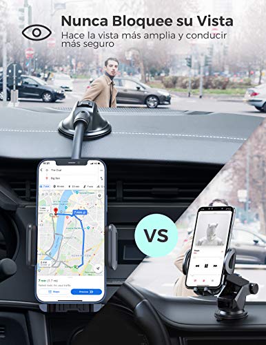 Soporte Móvil Coche, Soporte del Coche Móvil Universal para Salpicadero y Parabrisas con Ventosa de Gel Fuerte y Fijador Antivibración, para iPhone 12/11/SE/X/8/7 Plus, Galaxy S9/S8, Xiaomi, Redmi ect