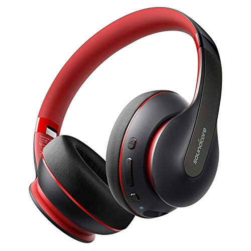 Soundcore Anker Life Q10 Auriculares Bluetooth inalámbricos,sobre la Oreja, Plegables, Sonido Certificado de Alta resolución, Tiempo de reproducción de 60 Horas, Carga rápida USB-C (Negro y Rojo)