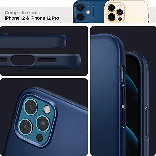 Spigen Funda Thin Fit Compatible con iPhone 12 y Compatible con iPhone 12 Pro - Azul Marino