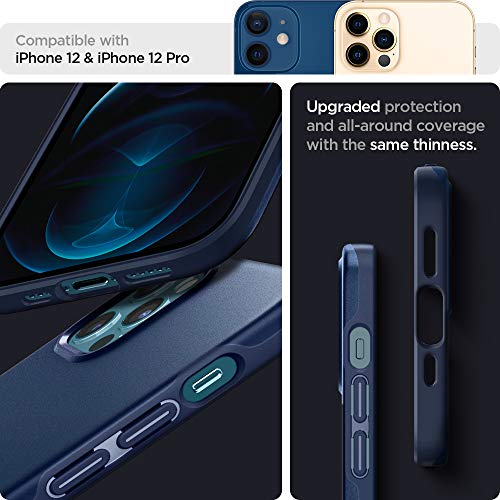 Spigen Funda Thin Fit Compatible con iPhone 12 y Compatible con iPhone 12 Pro - Azul Marino