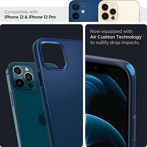 Spigen Funda Thin Fit Compatible con iPhone 12 y Compatible con iPhone 12 Pro - Azul Marino