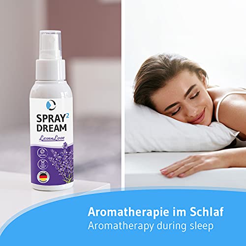 SPRAY2DREAM Lavenlove Spray para conciliar el sueño | Spray para dormir con aceite esencial de lavanda | Aromaterapia para relajarse | Pulverizador para la almohada - 100ml