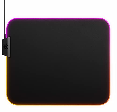 SteelSeries QcK Prism - Alfombrilla de ratón para juegos - Iluminación RGB de 2 zonas - Iluminación de eventos en tiempo real - Optimizada para sensores de juego - Tamaño M (320mm x 270mm x 2mm)