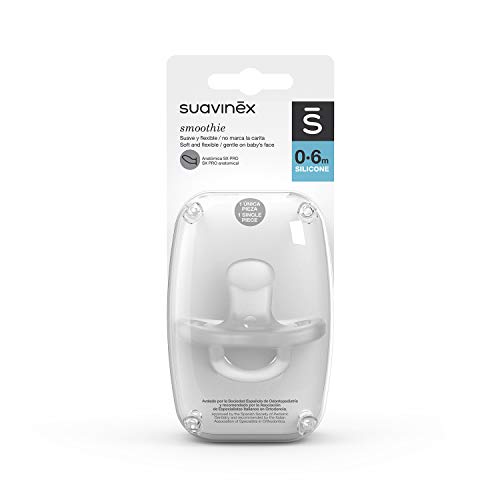 Suavinex Chupete para Dormir, Todo Silicona, Para Bebés 0/6 meses, Tetina Anatómica, Blanco (307244)