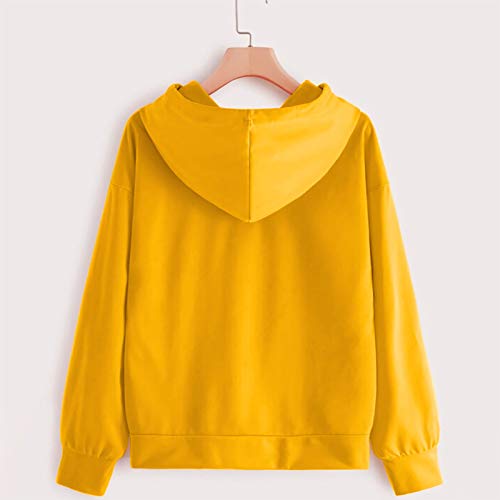 Sudaderas con Capucha Mujer,Sudadera Mujer Hoodie Sweatshirt Blusa con Bolsillo Color sólido Sudadera Adolescentes Chica Estampado Manga Larga Pullover Abrigo Jersey Mujer Otoño-Invierno Camiseta