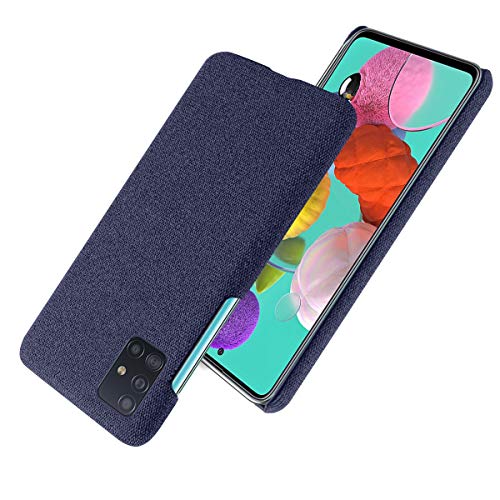 Suhctup Compatible con Samsung Galaxy A9 2018 Funda de Tela Tejida de Color Sólido TPU Forrada Premium de Carcasa Simple Moda Antideslizante Antigolpes Anti-arañazos Protección Caso（Azul）