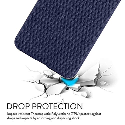 Suhctup Compatible con Samsung Galaxy A9 2018 Funda de Tela Tejida de Color Sólido TPU Forrada Premium de Carcasa Simple Moda Antideslizante Antigolpes Anti-arañazos Protección Caso（Azul）