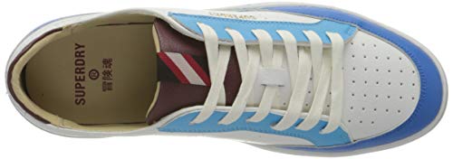 Superdry Basket Lux Low Trainer-Zapatillas de Deporte, Hombre, White Aqua Blue, 43 EU