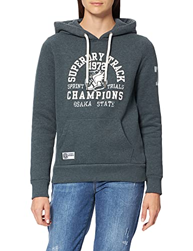 Superdry T&F Hood Sudadera con Capucha, Pine Marl, L para Mujer