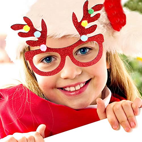 Syijupo Feliz Navidad Fiesta Gafas Marcos Decoración navideña Novedad Disfraz Disfraces Gafas para niños y Adultos(Un Juego de Diez)