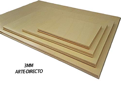 Tablero Contrachapado | Madera Maciza Abedul para Bricolaje, Manualidades | Ideal para Pirograbado, Corte por Laser, CNC Router, Modelado, Calado (A3, 3 UNIDADES)