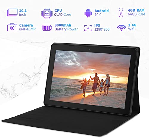 Tablet PC de 10 Pulgadas (25,53 cm), Android 10.0, Tablet PC, 4GB RAM / 64GB ROM / 1200x800 FHD, Ranuras para Tarjetas Dobles, WLAN, GPS, con Cubierta Protectora.(Gris)