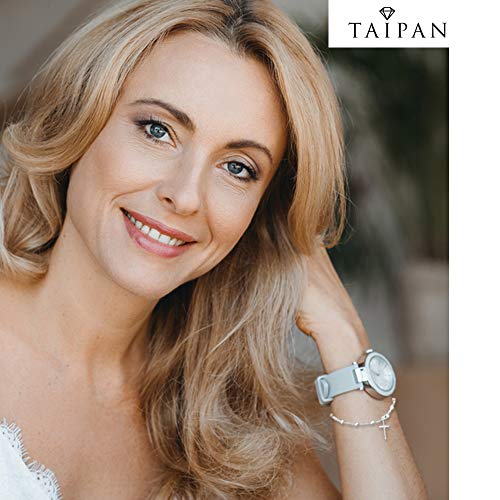 Taipan Pulseras Mujer 925 Plata Original - Este Pulsera de Moda Viene con una Caja y Hecha en Italia/Utilizado Como Regalos Originales Para Mujer Madre Novia/Pulseras Plata Mujer Con Rosario Pequeño