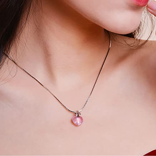 TANYTAO-SHOP Collares Damas Temperamento Elegante Collar Rosa Cristal Piedras Preciosas Amor corazón Colgante Elegante Lujo joyería Collar Regalos cumpleaños para Esposa, Madre (Chain Length : 40cm)