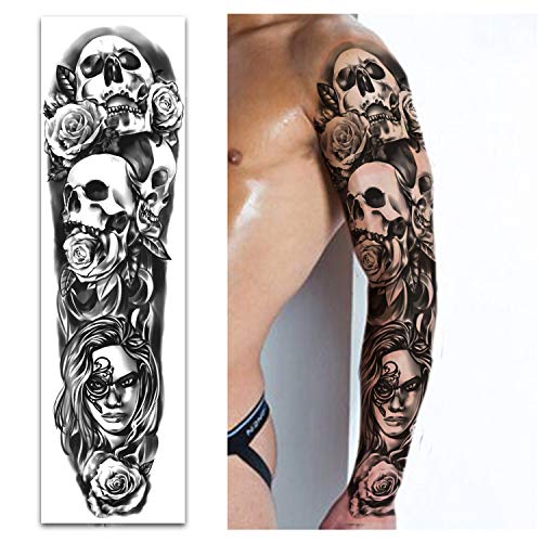 Tatuajes Temporales a Prueba de agua de brazo Completo 8 Hojas y Tatuajes Falsos de medio brazo 8 Hojas, Pegatinas de Tatuaje Extragrandes para hombres y mujeres o Adultos (58 x 18 cm)