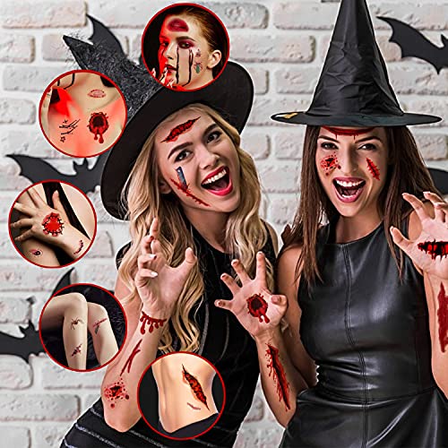 Tatuajes Temporales Halloween, Fyvadio 720 Piezas Halloween Tattoos, Zombi Cicatrices Tatuaje, Halloween Tatuajes Temporales para Decoraciones Niños, Niños y Niñas, Adulto Halloween Fiesta, 120 Hojas