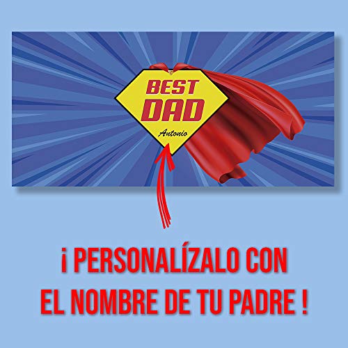 Taza BEST DAD 350 mL - Diseño Personalizado con Nombre (360º alrededor de la Taza) - Regalos Originales y Divertidos para Papá, Amigo, Conocido o Familiar - Ideal para el Día del Padre