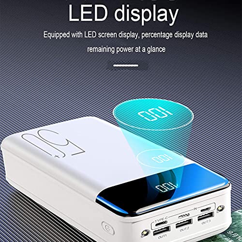 Tcbz Power Bank, 50000Mah Cargador portátil de Alta Capacidad de Carga rápida con 3 Salidas y 3 entradas de batería Externa con Luces LED y Pantalla Digital Cargador de teléfono para iPhone, SAMS