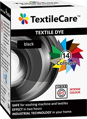 TextileCare Tinte para ropa y textil, color negro, 350 g de tinte para ropa de 600 g, 14 colores (negro)