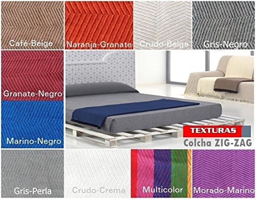 Texturas VIP - Colcha Multiusos ZIG-Zag Sofá y Cama Low Cost (Varios tamaños Disponibles) (220_x_260_cm, Crudo-Crema)