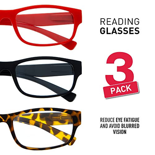 THE READINGS FACTORY Pack 3 Gafas de Lectura Graduadas para Hombre y Mujer. Gafas de Presbicia con Acabado Efecto Mate. Executive +2.0 - TREVI EXECUTIVE