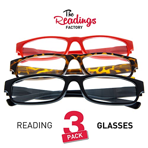 THE READINGS FACTORY Pack 3 Gafas de Lectura Graduadas para Hombre y Mujer. Gafas de Presbicia con Acabado Efecto Mate. Executive +2.0 - TREVI EXECUTIVE