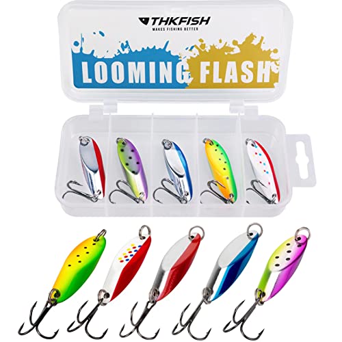 THKFISH Señuelos de Pesca Cucharas de Pesca Señuelos de Trout Kits de señuelos Color A 5,5g 5piezas