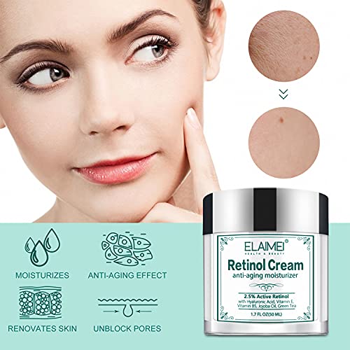 Thnkstaps 50ml Crema Facial Antiarrugas Crema Facial Retinol Crema Hidratante Crema Hidratante Antiarrugas de Día y de Noche Rica en Vitamina A Puede Hidratar y Tensar la Piel con Eficacia