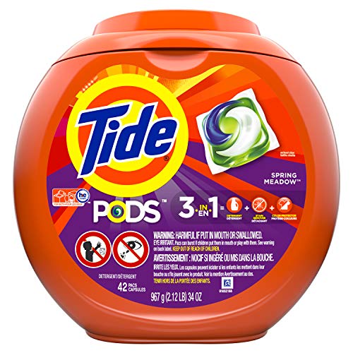 Tide PODS Detergente líquido Pacs, Spring Meadow, 42 unidades