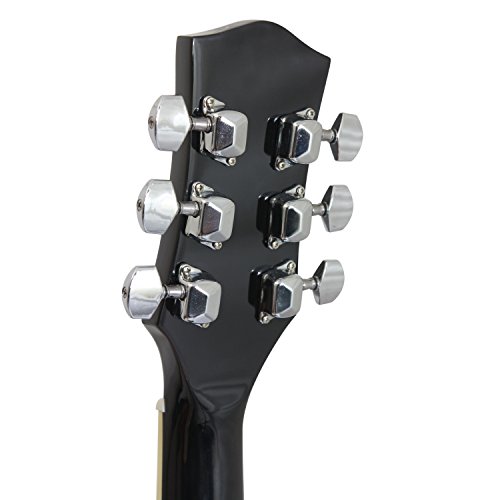 TIGER ACG4-BK Guitarra electroacústica para estudiantes de tamaño completo con ecualizador incorporado, funda, correa, cuerdas de repuesto y púas - Negro