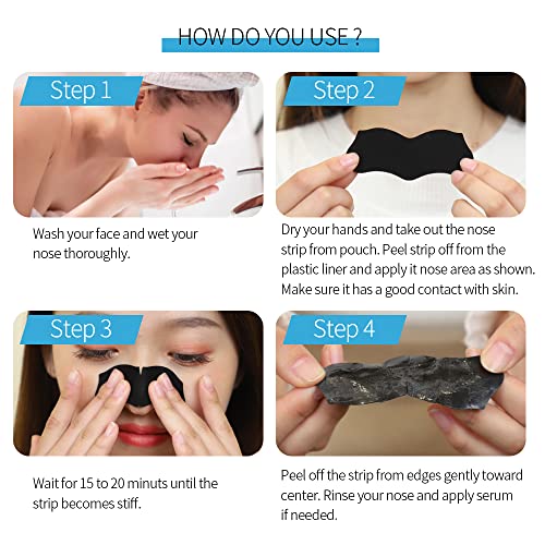 Tiras de Espinillas,Nose Strips,Tiras Nasales De Eliminación De Puntos Negros,Blackhead Nose Strips,Limpieza Profunda Carbón de Bambú Tiras Nasales, Tiras de Carbón de Bambú Anti Puntos Negros (10Pcs)