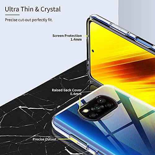 TOCOL Funda Compatible con Xiaomi Poco X3 Pro/Poco X3 NFC, 2 Piezas Protector de Pantalla 2 Piezas Lente de cámara Vidrio Templado HD Clara Carcasa Suave TPU Ultrafina Anticoque Case, Transparente