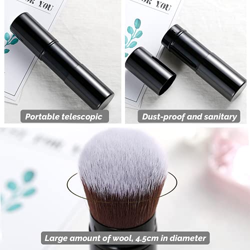 TOFBS 2 Piezas Brocha de Maquillaje Kabuki Retráctil Pinceles de Maquillaje Cepillo de Cosmetica Portátil Brocha Colorete Cepillo Facial para Aplicar Productos de Maquillaje y Polvos