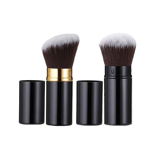 TOFBS 2 Piezas Brocha de Maquillaje Kabuki Retráctil Pinceles de Maquillaje Cepillo de Cosmetica Portátil Brocha Colorete Cepillo Facial para Aplicar Productos de Maquillaje y Polvos