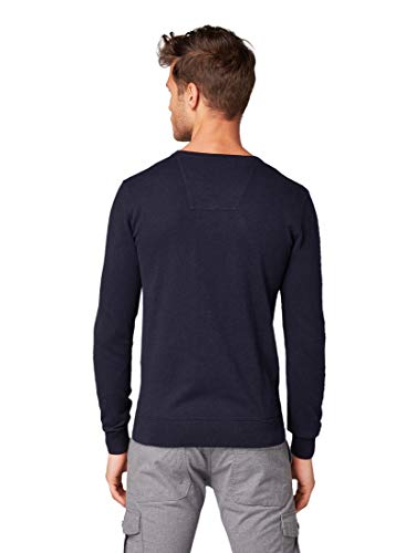 Tom Tailor V-Neck suéter, Azul (Knitted Navy Melange 13160), Medium para Hombre