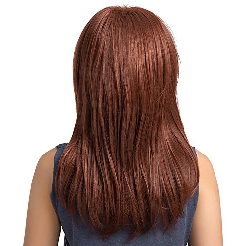 TopWigy Peluca de Onda Larga Peluca Roja Pelucas de Cabello Sintético Ondulado de Longitud media para mujeres Cabello resistente al calor parafiesta diaria