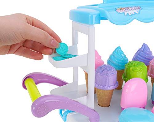 TOYLAND® Carrito de heladerías de 36 Piezas para Empujar - Juegos de Comida simulada