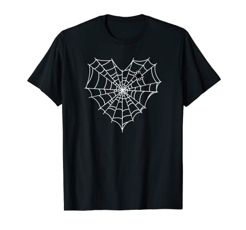 Trendy Spider Web Heart Halloween Camiseta