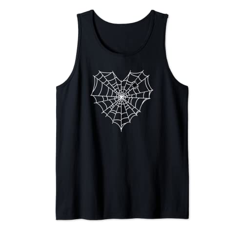 Trendy Spider Web Heart Halloween Camiseta sin Mangas