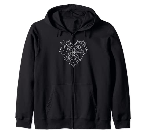 Trendy Spider Web Heart Halloween Sudadera con Capucha