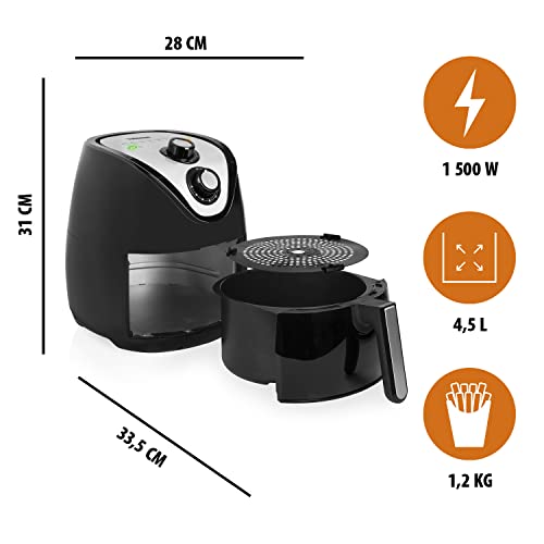 Tristar FR-6994 Freidora sin aceite XXL, volumen 4.5 L, 1500 W, cesta antiadherente, fácil de usar, multifuncional, panel de control analógico, temporizador y temperatura regulable 80 - 200 °C