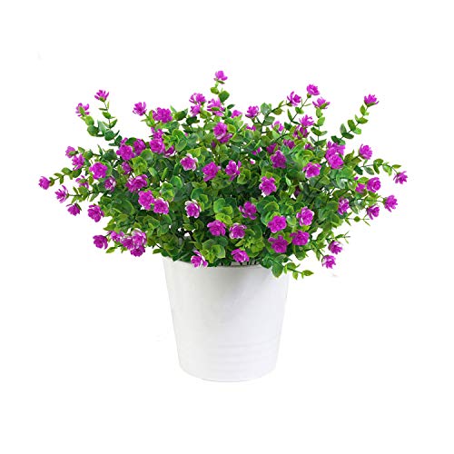 TSHAOUN 5 piezas Flores Artificiales Flor Falsas,Arbustos Verdes Resistentes a Los Rayos UV Plantas para Colgar en Interiores y Exteriores,para Casa Jardín Ventana Fiesta Boda Decoración (Fucsia)