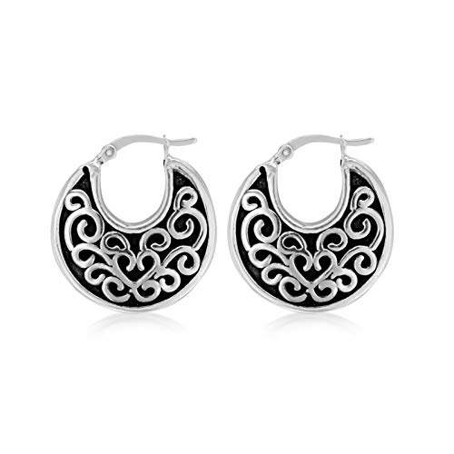 Tuscany Silver Pendientes de aro Mujer plata oxidada fina 925-8.51.2009